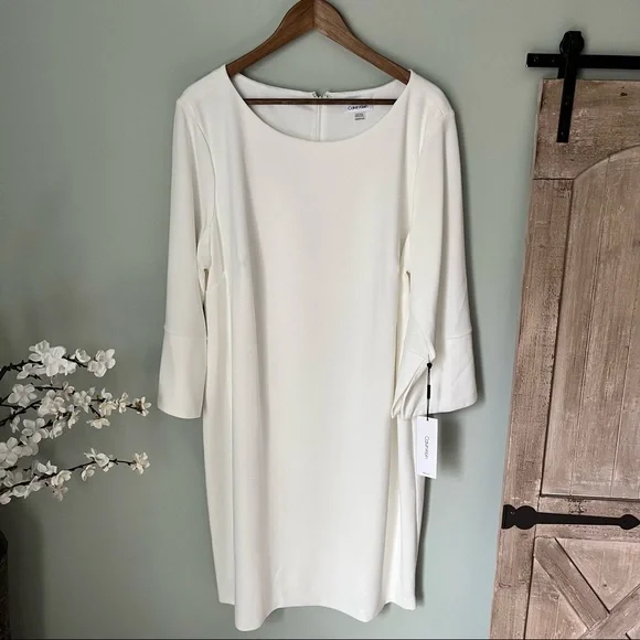 Calvin Klein 3/4 Split Sleeve Scuba Crepe Sheath Dress NWT Size 22W - Picture 2 of 6